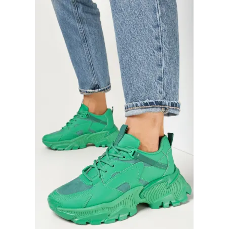 Jasnozielone Sneakersy Na Grubej Podeszwie Z Ozdobnymi Wstawkami Rozmiar 38 Manishi