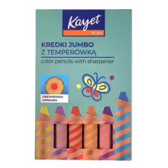 KREDKI OŁÓWKOWE GRUBE Z TEMPERÓWKĄ 6 KOLORÓW 3+