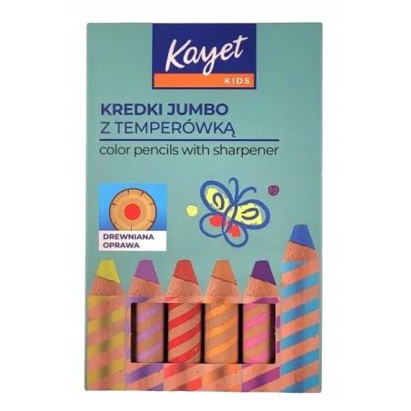 Kredki Ołówkowe Grube Z Temperówką 6 Kolorów 3+ Kredki Ołówkowe Grube Z Temperówką 6 Kolorów 3+