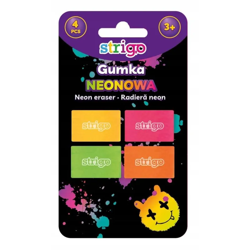 ZESTAW GUMEK NEONOWYCH DO ŚCIERANIA 4SZT.