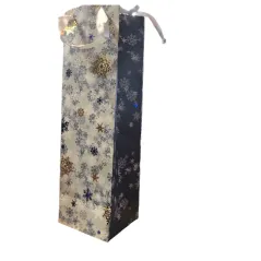 TOREBKA PREZENTOWA NA BUTELKĘ ŚNIEŻYNKI 36 X 11 X 10 CM