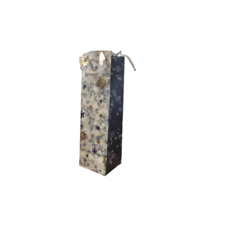 TOREBKA PREZENTOWA NA BUTELKĘ ŚNIEŻYNKI 36 X 11 X 10 CM