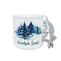 KUBEK CERAMICZNY ŚWIĄTECZNY 400 ML Z ZAPARZACZEM