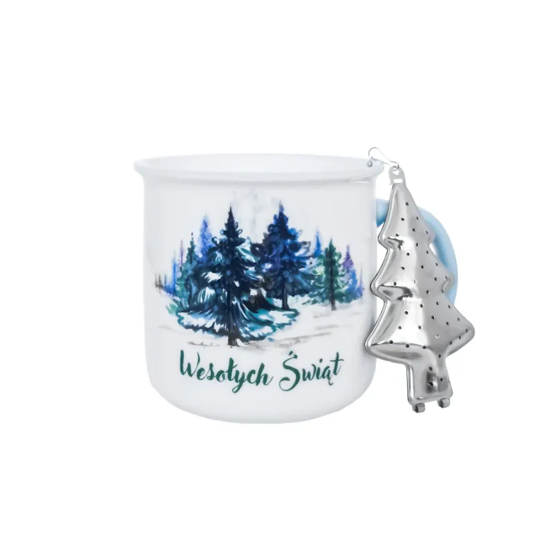 KUBEK CERAMICZNY ŚWIĄTECZNY 400 ML Z ZAPARZACZEM