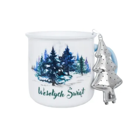 KUBEK CERAMICZNY ŚWIĄTECZNY 400 ML Z ZAPARZACZEM
