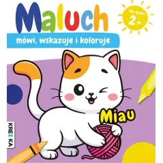 Miau. Maluch mówi wskazuje i koloruje