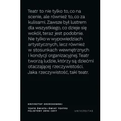 Teatr świata  świat teatru Felietony 20162017  Orzechowski Krzysztof
