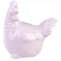 FIGURKA DEKORACYJNA KURA JASNORÓŻOWA 12 CM