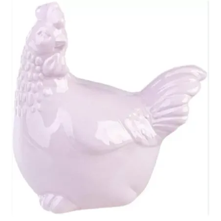 FIGURKA DEKORACYJNA KURA JASNORÓŻOWA 12 CM