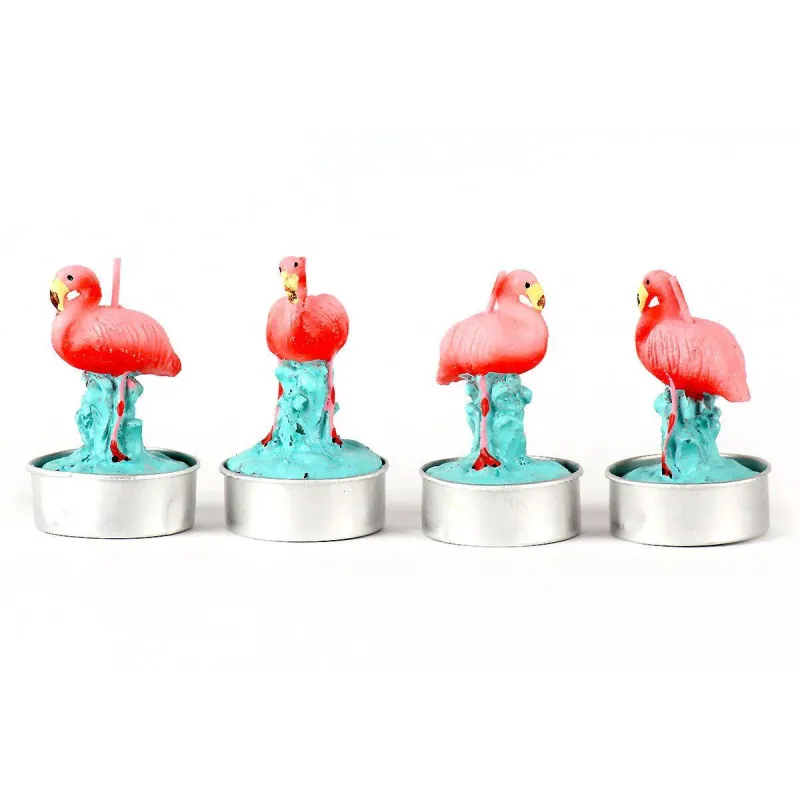 ŚWIECZKI TEALIGHT FLAMINGI 4 SZT. II GATUNEK