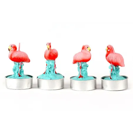ŚWIECZKI TEALIGHT FLAMINGI 4 SZT. II GATUNEK