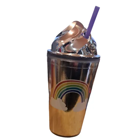 JEDNOROŻEC KUBEK ZE SŁOMKĄ SREBRNY 500 ML UNICRON