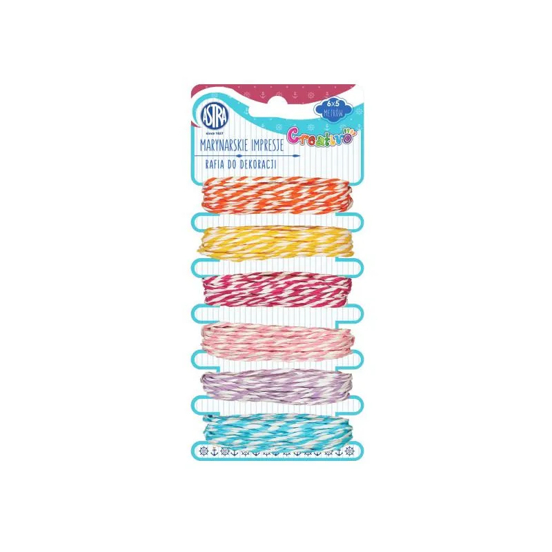 RAFIA DO DEKORACJI SCRAPBOOKINGU 5 M. MARYNARSKIE IMPRESJE 6 SZT.