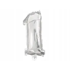 BALON FOLIOWY CYFRA 1 SREBRNA 33CM