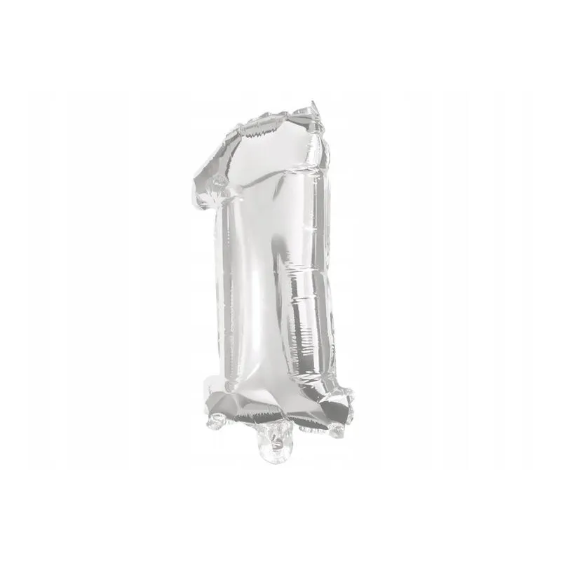 BALON FOLIOWY CYFRA 1 SREBRNA 33CM
