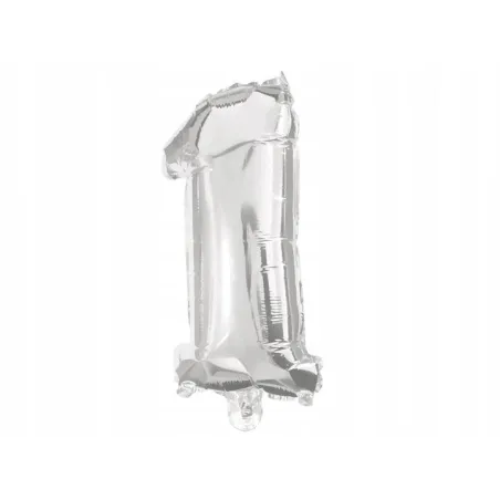 BALON FOLIOWY CYFRA 1 SREBRNA 33CM
