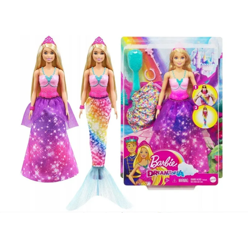LALKA BARBIE DREAMTOPIA KSIĘŻNICZKA SYRENIA PRZEMIANA 3+