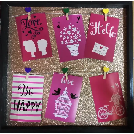 Ramka Na Zdjęcia Z Klamerkami 40 X 40 Cm Glitter Ramka Na Zdjęcia Z Klamerkami 40 X 40 Cm Glitter