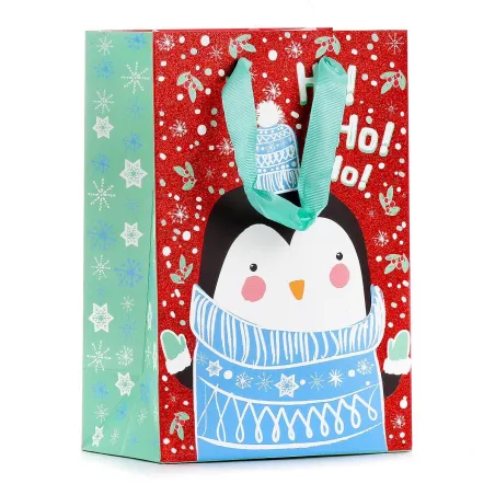 HO! HO! HO! TORBA PREZENTOWA PINGWIN CZERWONA ROZMIAR XL