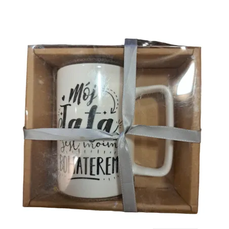 KUBEK PORCELANOWY MÓJ TATA JEST MOIM BOHATEREM 450 ML