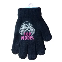 RĘKAWICZKI DZIEWCZĘCE Z PUSZKIEM TOP MODEL CZARNE 16CM YO! CLUB