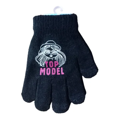 RĘKAWICZKI DZIEWCZĘCE Z PUSZKIEM TOP MODEL CZARNE 16CM YO! CLUB