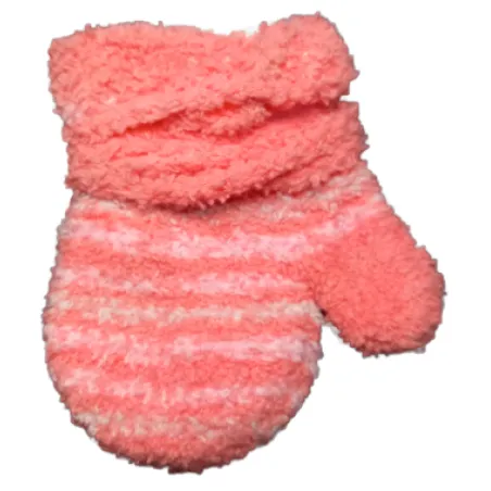 Rękawiczki Dziewczęce Frotte Jednopalczaste Na Sznurku Brzoskwiniowe W Paski 10Cm Yo! Club
