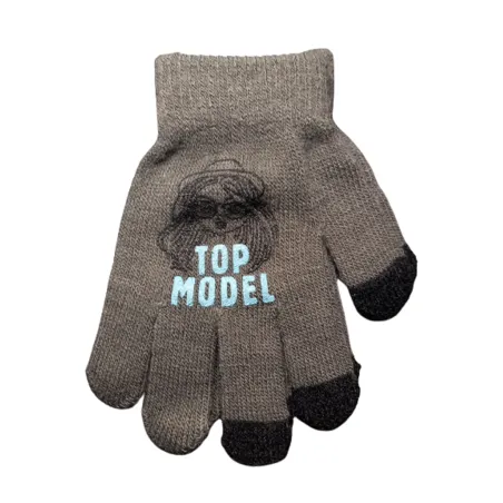 RĘKAWICZKI DZIEWCZĘCE Z PUSZKIEM TOP MODEL KHAKI 14CM YO! CLUB
