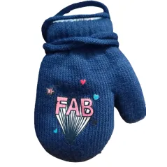 Rękawiczki Dziewczęce Jednopalczaste Na Sznurku Granatowe Fab 12Cm Yo! Club 2-3 Lata