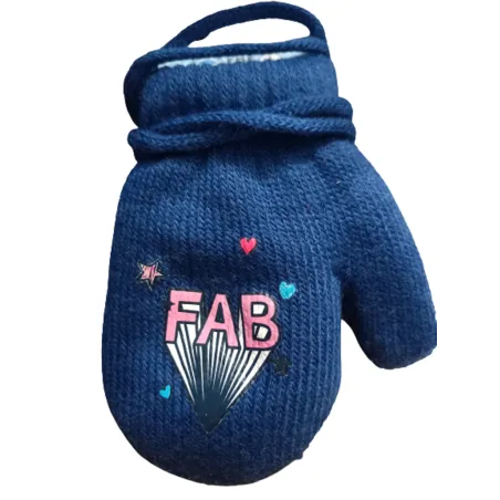 Rękawiczki Dziewczęce Jednopalczaste Na Sznurku Granatowe Fab 12Cm Yo! Club 2-3 Lata