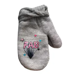 Rękawiczki Dziewczęce Jednopalczaste Na Sznurku Szare Fab 14Cm Yo! Club 4-5 Lata
