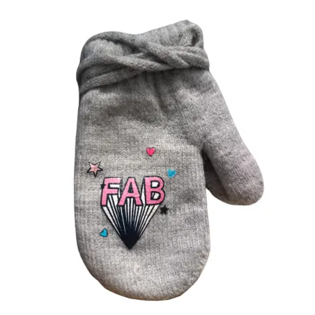 Rękawiczki Dziewczęce Jednopalczaste Na Sznurku Szare Fab 14Cm Yo! Club 4-5 Lata