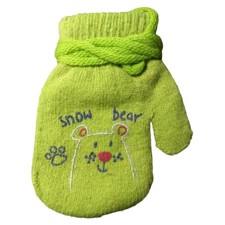 Rękawiczki Chłopięce Jednopalczaste Na Sznurku Snow Bear Zielone 12Cm Yo! Club 2-3 Lata