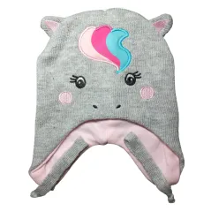 CZAPKA DZIEWCZĘCA WIĄZANA OCIEPLANA CUTE UNICORN SZARA 40-42CM YO! CLUB