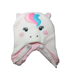 CZAPKA DZIEWCZĘCA WIĄZANA OCIEPLANA CUTE UNICORN KREMOWA  40-42CM YO! CLUB