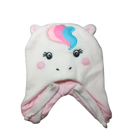 CZAPKA DZIEWCZĘCA WIĄZANA OCIEPLANA CUTE UNICORN KREMOWA  40-42CM YO! CLUB