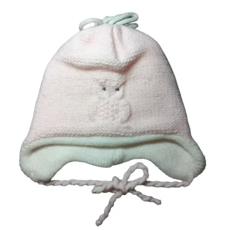 CZAPKA DZIEWCZĘCA ZIMOWA WIĄZANA SÓWKA RÓŻOWA 38-40CM YO! CLUB