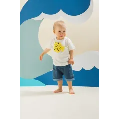 BAWEŁNIANY T-SHIRT DZIECIĘCY ECRU LITTLE FISCH 98CM PINOKIO