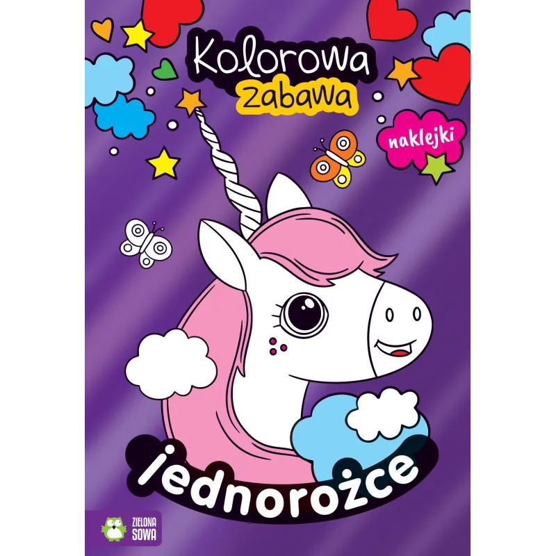 JEDNOROŻCE. KOLOROWA ZABAWA. KOLOROWANKA Z NAKLEJKAMI