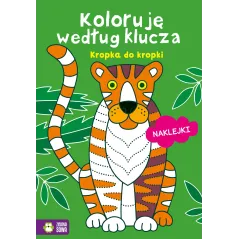 KROPKA DO KROPKI. KOLORUJĘ WEDŁUG KLUCZA. KOLOROWANKA Z NAKLEJKAMI