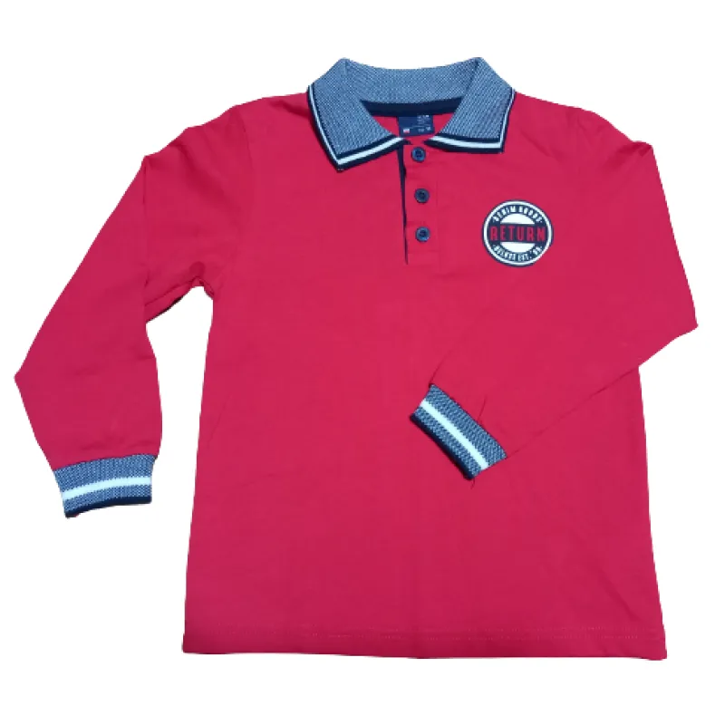 BAWEŁNIANA BLUZKA POLO CHŁOPIĘCA Z DŁUGIM RĘKAWEM 104CM GT