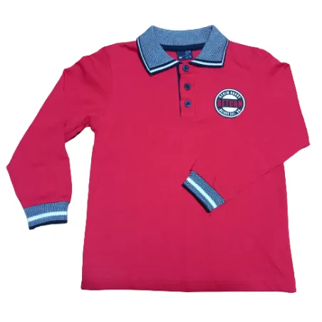 BAWEŁNIANA BLUZKA POLO CHŁOPIĘCA Z DŁUGIM RĘKAWEM 104CM GT