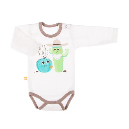 BODY CHŁOPIĘCE Z DŁUGIM RĘKAWEM KAKTUS BRĄZ 68 CM EEVI