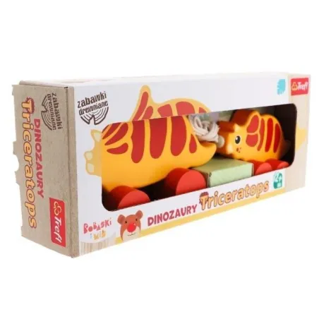 DINOZAURY TRICERATOPS ZABAWKI DREWNIANE 12M+