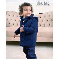 Płaszczyk Chłopięcy Z Flauszu Granatowy 62 Cm Christopher