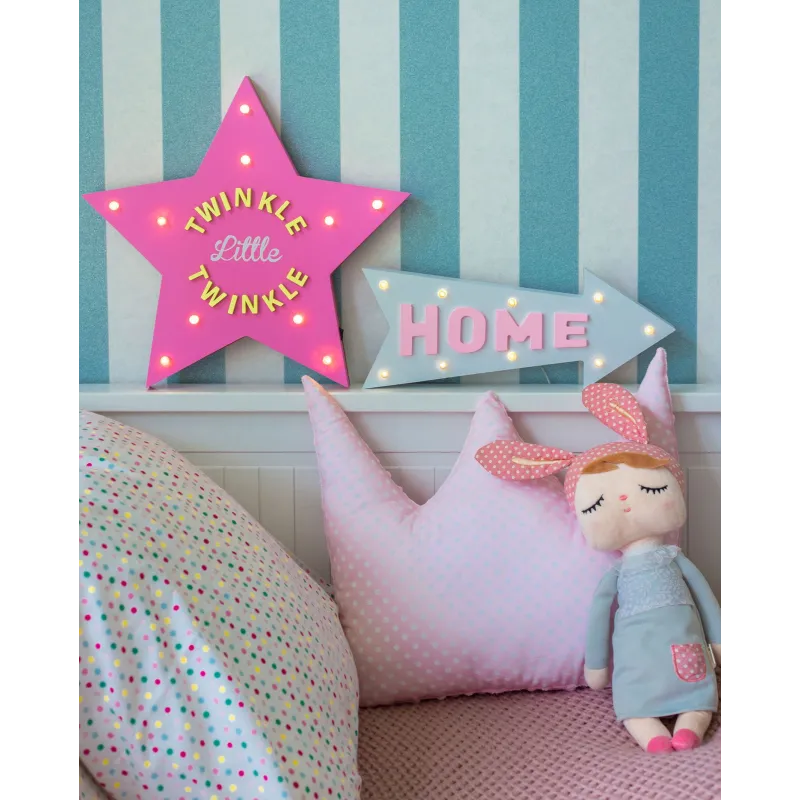 DREWNIANY NAPIS HOME DEKORACJA LED