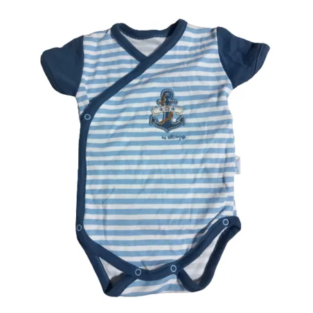BODY CHŁOPIĘCE BAWEŁNIANE KRÓTKI RĘKAW MARYNARZ 62CM BAMAR