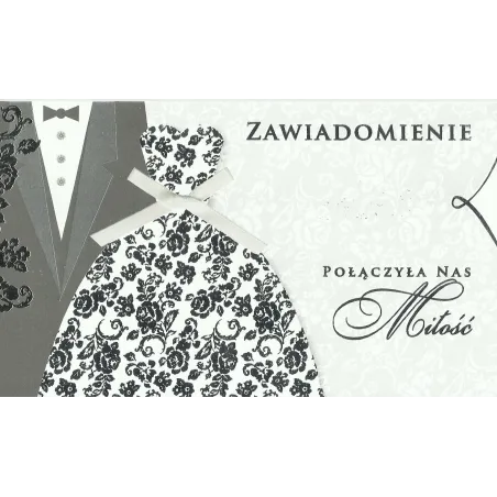 ZAPROSZENIE NA ŚLUB ZAWIADOMIENIE + KOPERTA