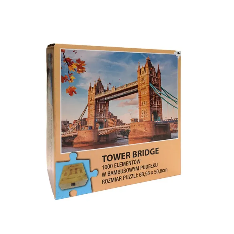 TOWER BRIDGE PUZZLE W BAMBUSOWYM PUDEŁKU 1000 ELEMENTÓW 14+