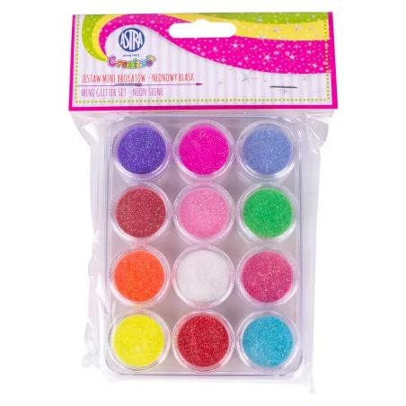 Zestaw Mini Brokatów Astra Neonowy Blask 12 Kolorów 5+ Zestaw Mini Brokatów Astra Neonowy Blask 12 Kolorów 5+